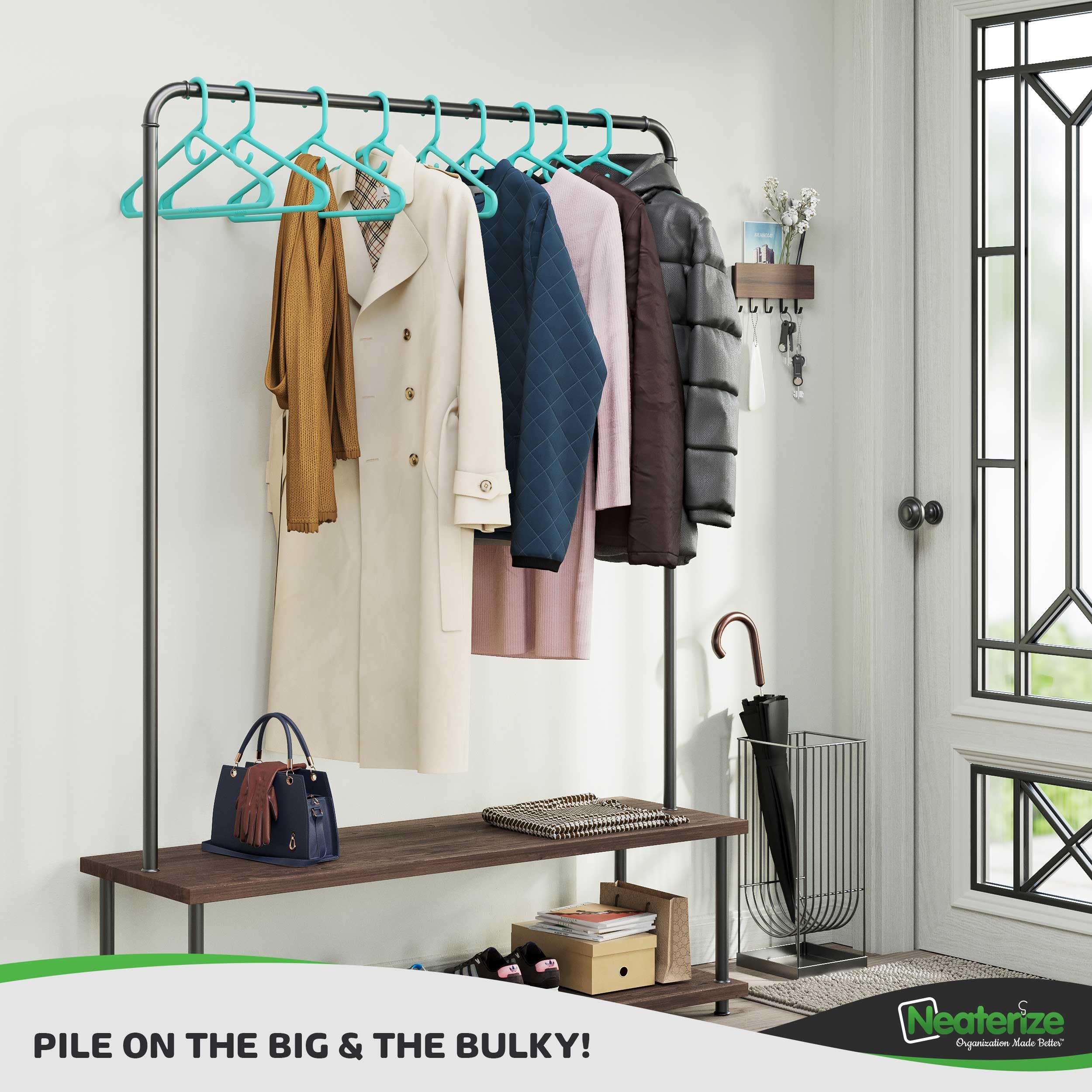 Ultra Heavy Duty Plastic Clothes Hangers - Aqua - Durable Coat, Suit And Clothes Hanger. Perchas De Ropa (24 Pack - Aqua)